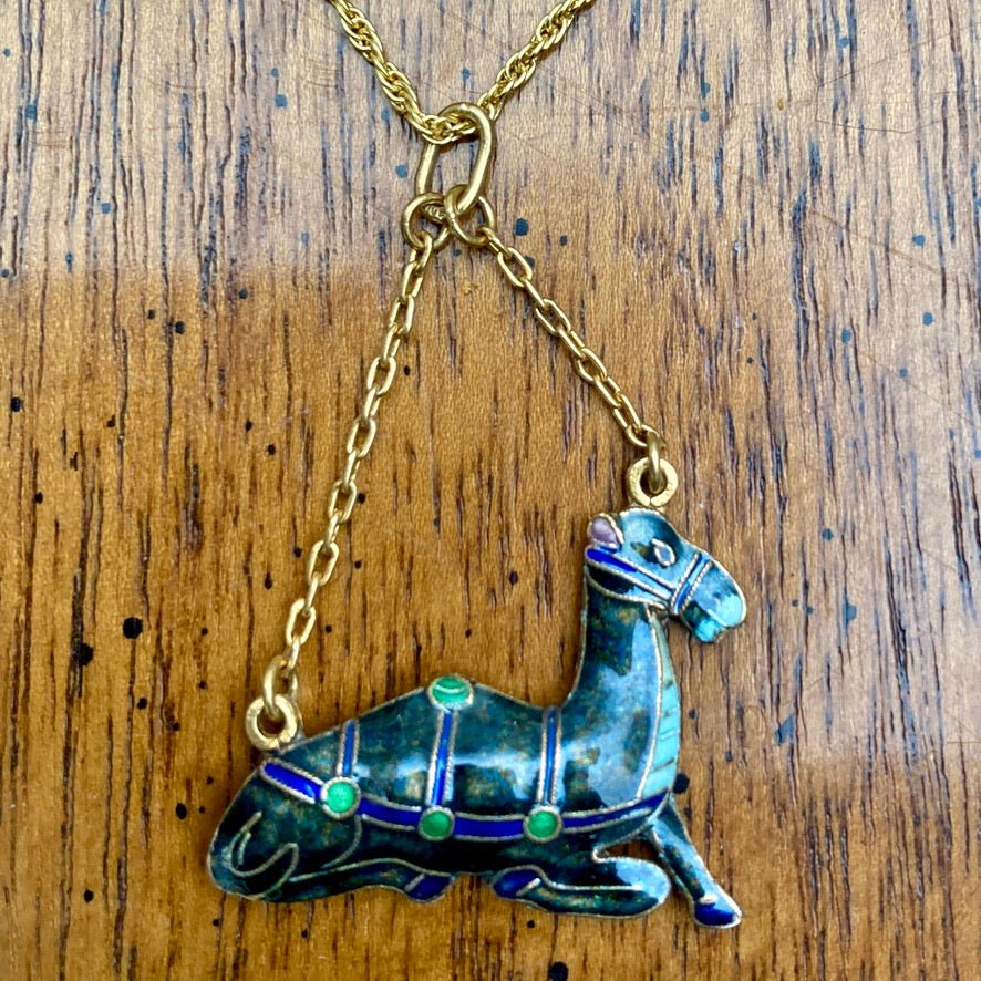 Vintage Shashi Midnight Blue Camel Necklace