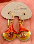 Vintage Shashi Orange Angel's Trumpet Earrings