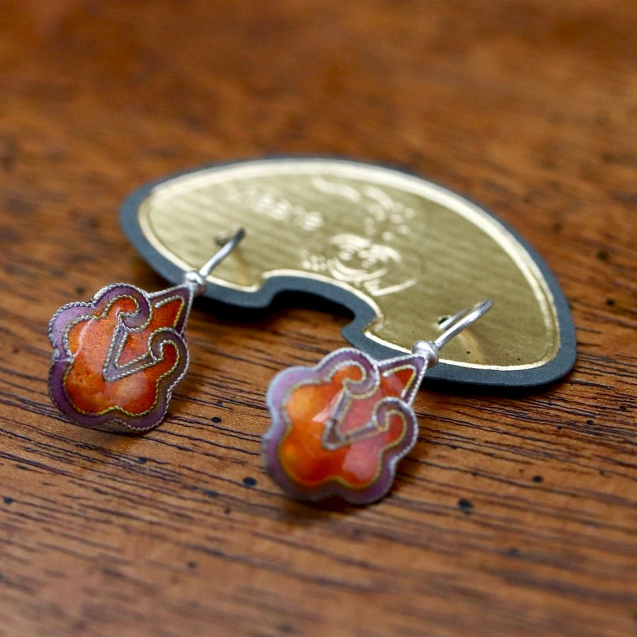 Vintage Shashi Orange Flower Drop Earrings