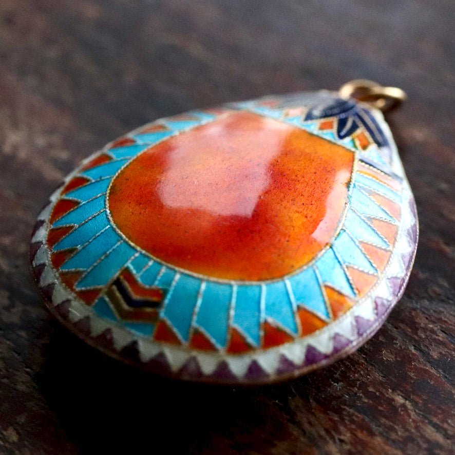 Vintage Shashi Orange Scarab Pendant