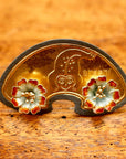 Vintage Shashi Painted Daisy Flower Studs Rust Col