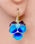 Vintage Shashi Pansy Blossom Gold-Vermeil Earrings