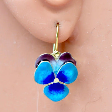 Vintage Shashi Pansy Blossom Gold-Vermeil Earrings