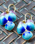 Vintage Shashi Pansy Blossom Gold-Vermeil Earrings