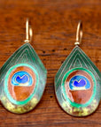 Vintage Shashi Peacock Feather Earrings