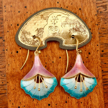 Vintage Shashi Pink Angel's Trumpet Earrings