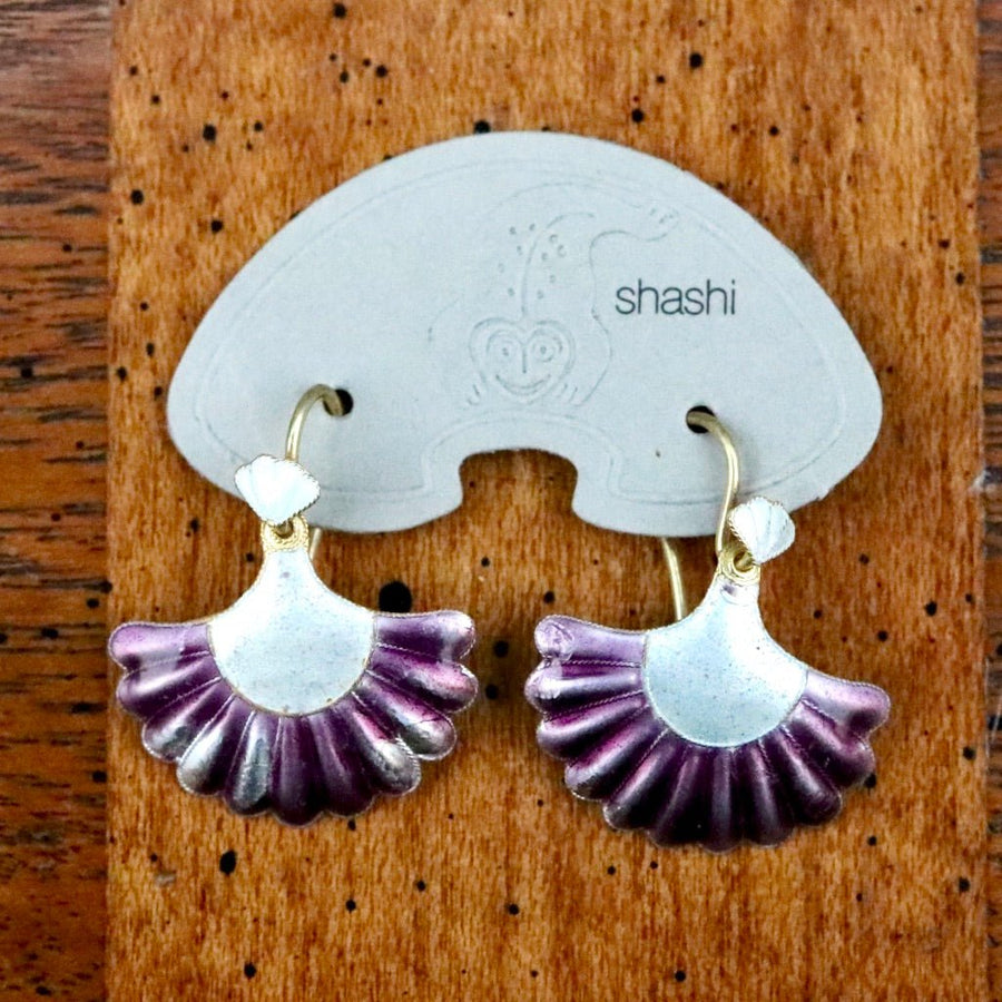 Vintage Shashi Purple and Sky Blue Scallop Earrings
