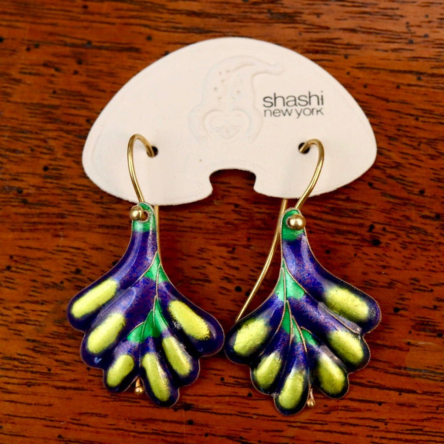 Vintage Shashi Purple Frond Earrings