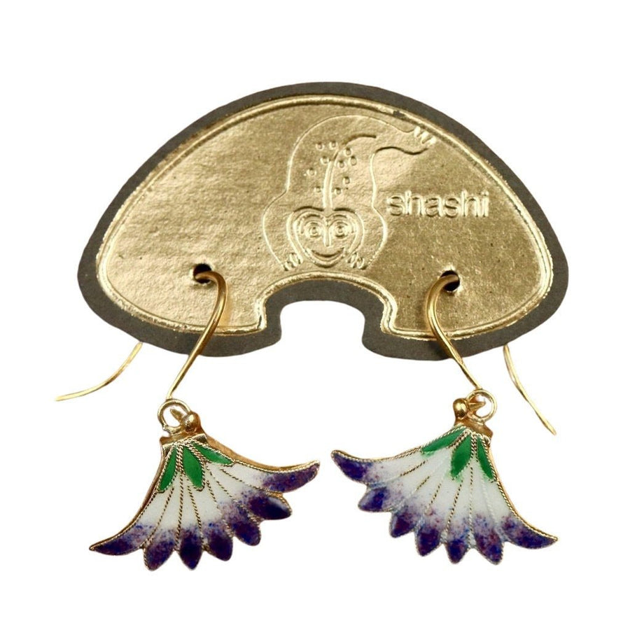 Vintage Shashi Purple Papyrus Flower Earrings
