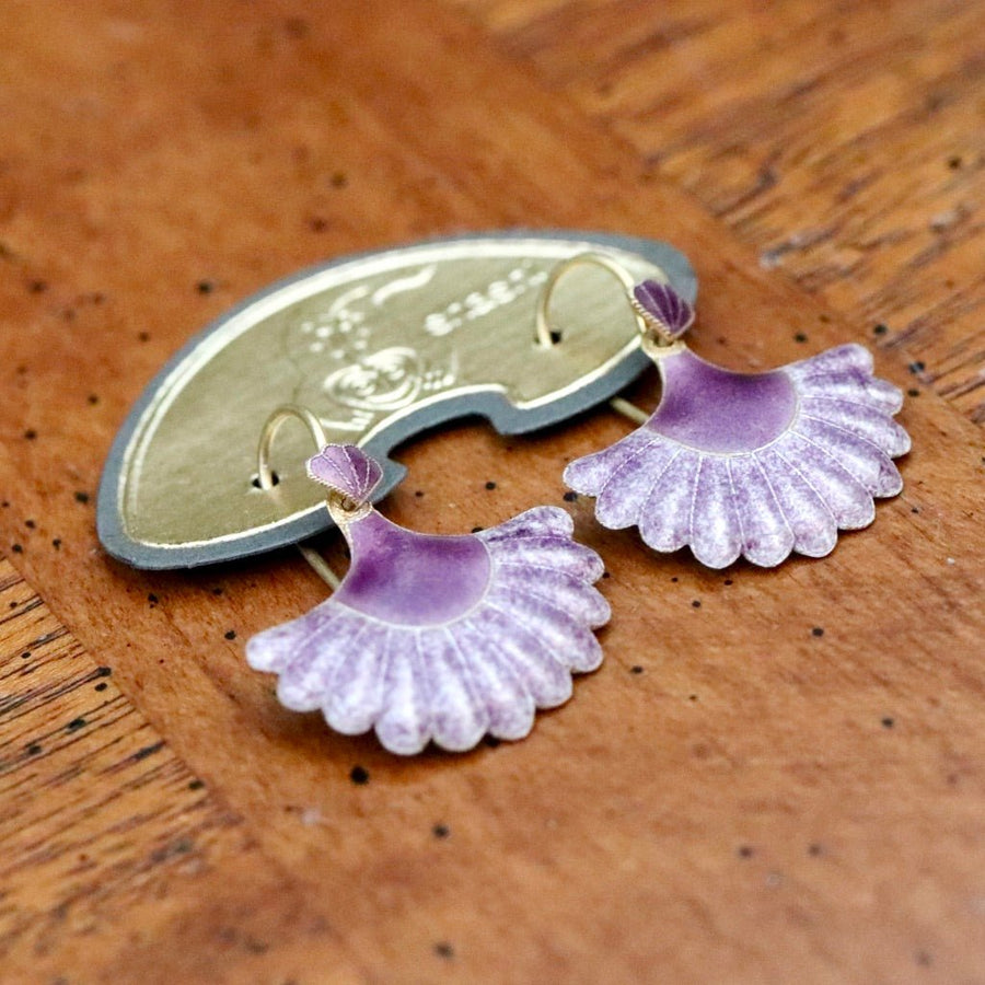 Vintage Shashi Purple Scallop Earrings