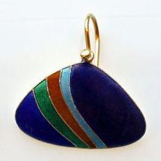 Vintage Shashi Rainbow Fan Blue Gold-Vermeil Earrings
