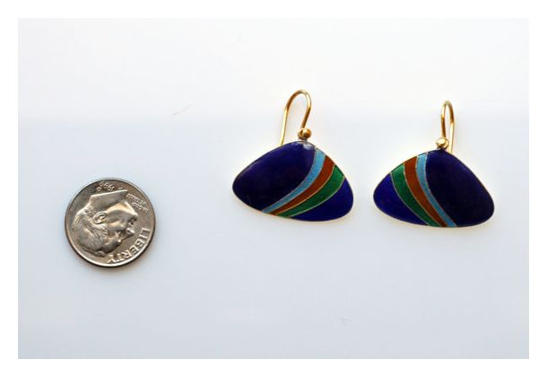Vintage Shashi Rainbow Fan Blue Gold-Vermeil Earrings