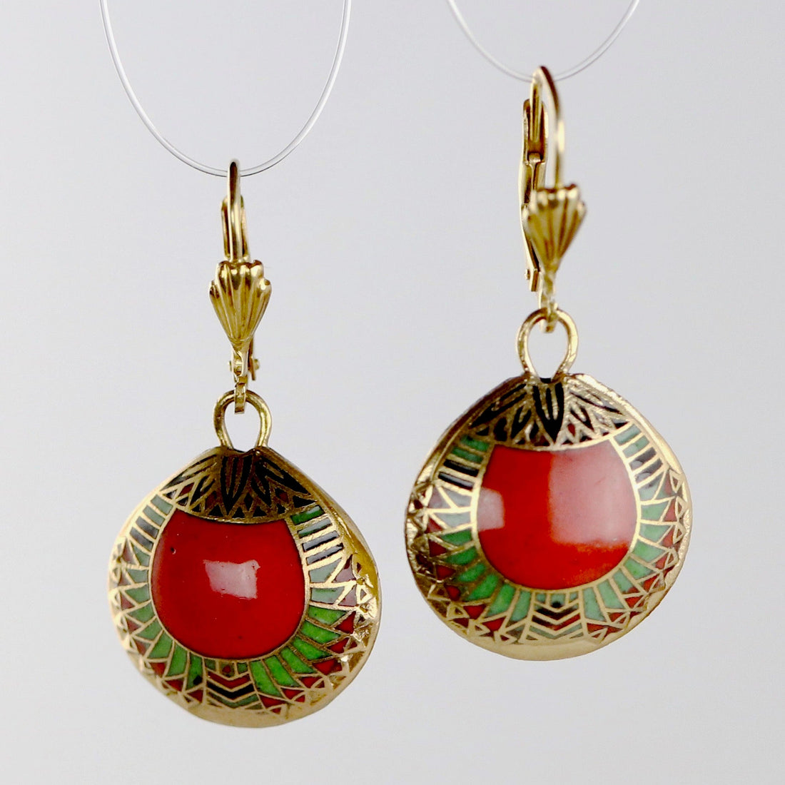 vintage enamel shashi scarab earrings