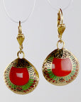 Vintage Shashi Red Scarab Earrings