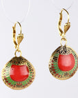 Vintage Shashi Red Scarab Earrings