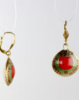 Vintage Shashi Red Scarab Earrings