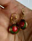 Vintage Shashi Red Scarab Earrings