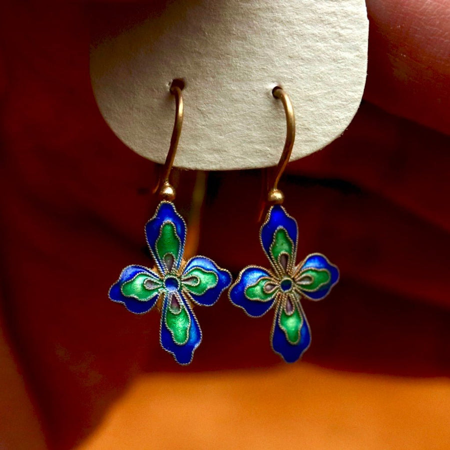 Vintage Shashi Salvia Flower Earrings