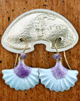 Vintage Shashi Sky Blue and Purple Scallop Earrings