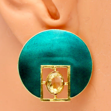 Vintage Shashi Teal Window Deco Earrings