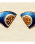 Vintage Shashi Vintage Shashi Fan Wheel Blue and Gold-Vermeil Studs