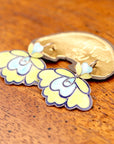Vintage Shashi Yellow and Ice Blue Orchid Earrings