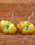 Vintage Shashi Yellow Flowering Orchid Earrings