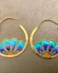 Vintage Thousand Flowers Blue Japanese Crest Earrings
