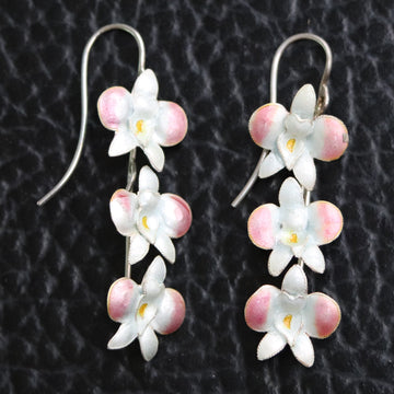 Vintage Thousand Flowers Ice Pink Boat Orchid Earrings