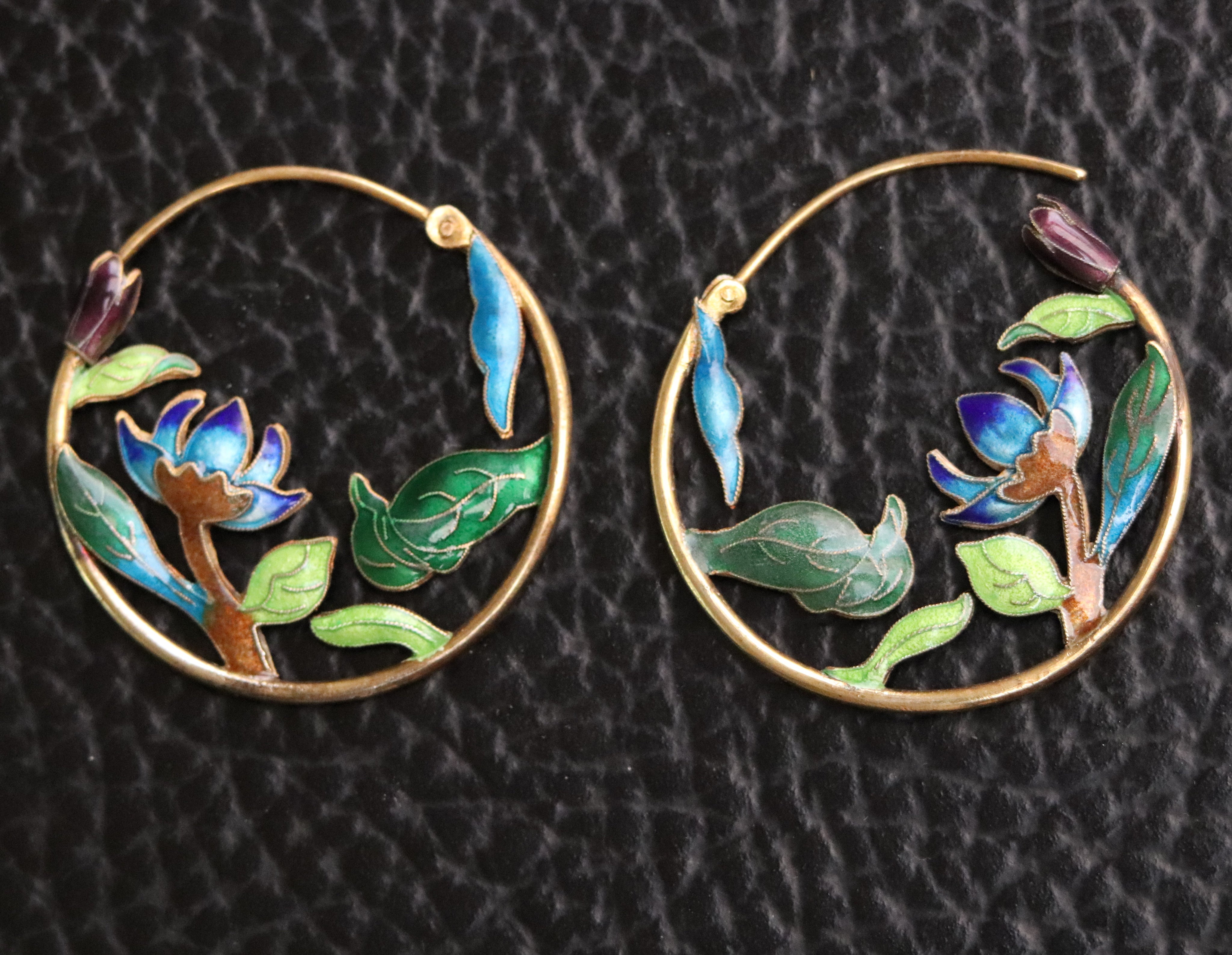 Vintage Thousand Flowers Lotus Garden Earrings Museum of Jewelry