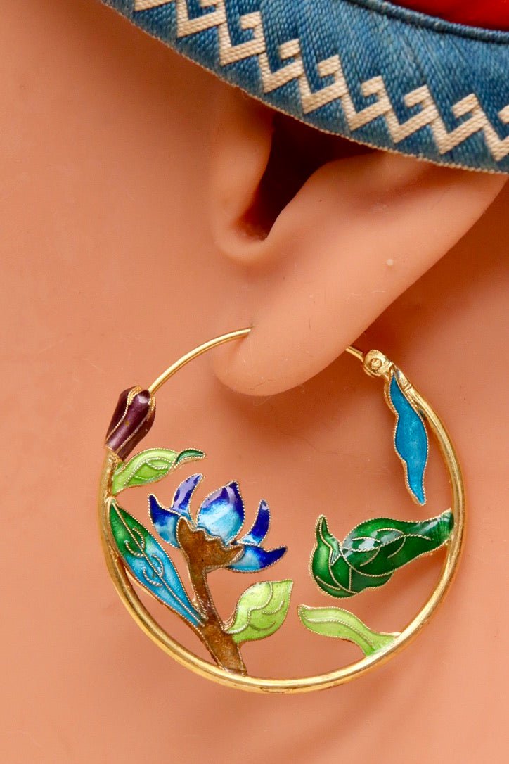 Vintage Thousand Flowers Lotus Garden Earrings Museum of Jewelry