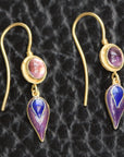 Vintage Thousand Flowers Purple Amethyst Dangle Earrings