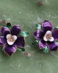 Vintage Thousand Flowers Purple Lilac Earrings