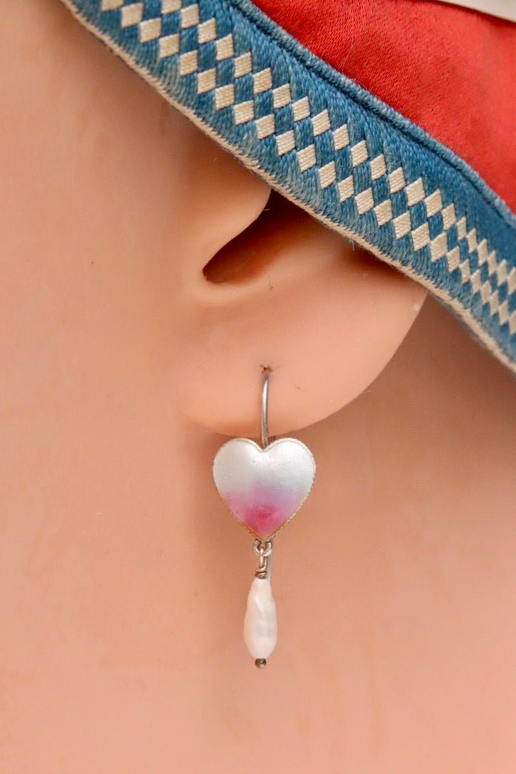 Vintage Thousand Flowers Silver Sweethearts Pearl Earrings