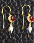 Vintage Thousand Flowers Tuxedo Carnelian Dangle Earrings