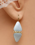 Vintage Thousand Flowers White Double Triangle Earrings