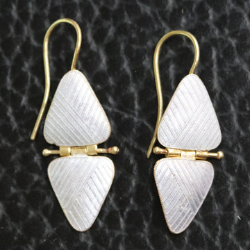 Vintage Thousand Flowers White Double Triangle Earrings