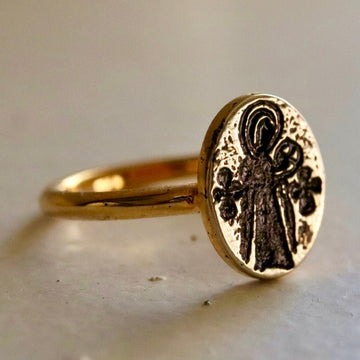 Virgin and Child Byzantine Ring - Gold