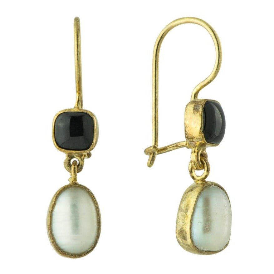 Vogue Onyx and Pearl Earrings
