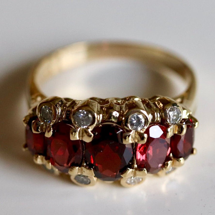 Westminster 14k Gold, Garnet and Diamond Ring