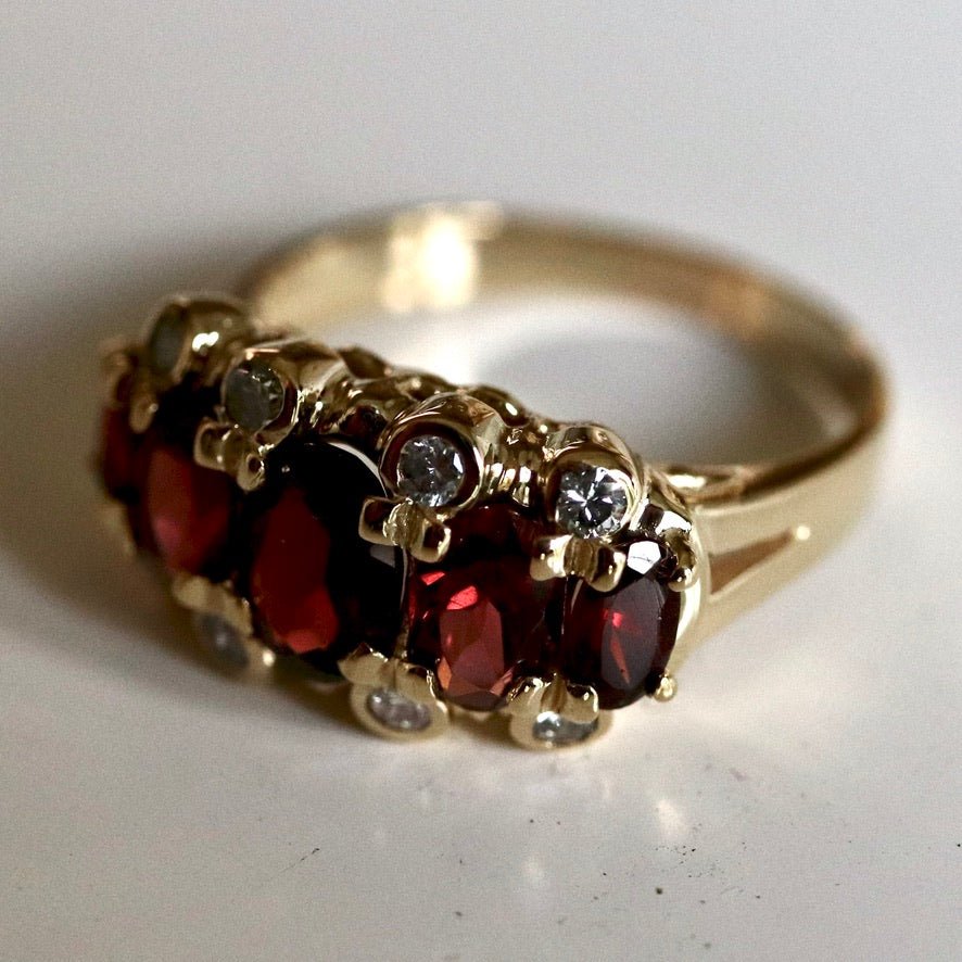Westminster 14k Gold, Garnet and Diamond Ring