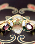Westminster 14k Gold, Garnet, Pearl and Peridot Earrings
