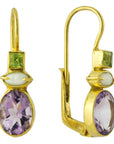 Westminster Amethyst, Pearl and Peridot Earrings