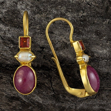 Westminster Ruby, Pearl and Garnet Earrings