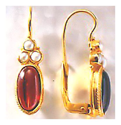 Windsor Garnet and Pearl Earrings