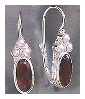 Windsor Garnet and Pearl Silver Earrings