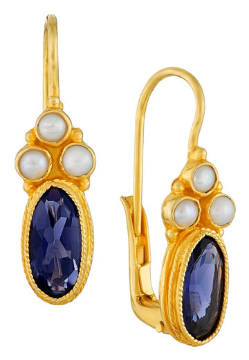 Windsor Iolite and Pearl Earrings